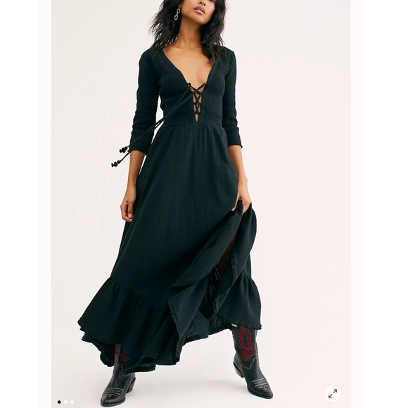 Free People Dresses & Skirts - Free people perfect solution smocked laced up dress S *flawed*